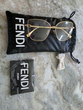 Fendi Women's Gold Metal Frame Glasses with Clear Lenses